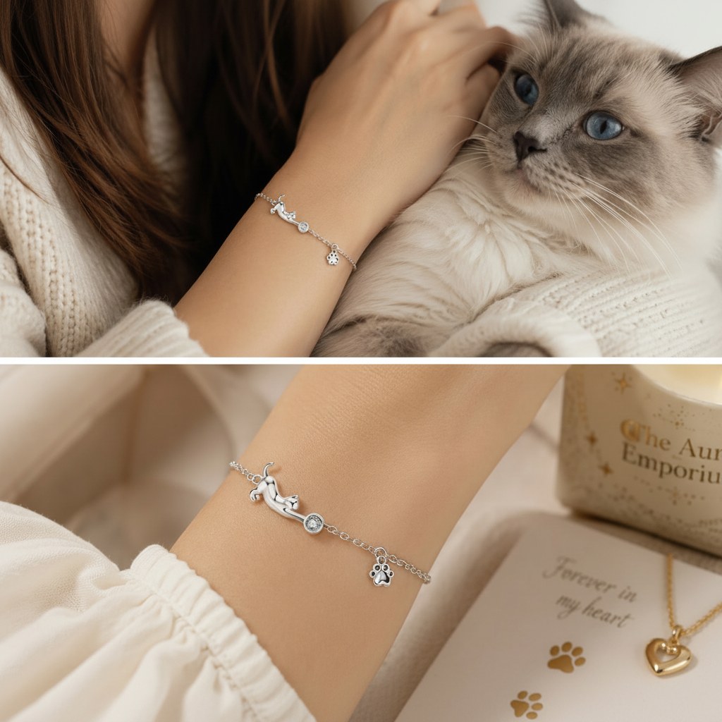 'Whiskers and Wishes' Bracelet / Sterling Silver / Cubic Zirconia