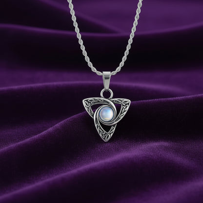Guided Within Moonstone Celtic Knot Necklace / Stainless Steel